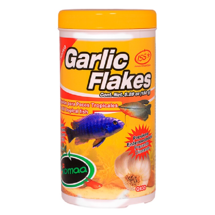 Garlic Flakes Alimento en Hojuelas para peces Tropicales 150g - Biomaa