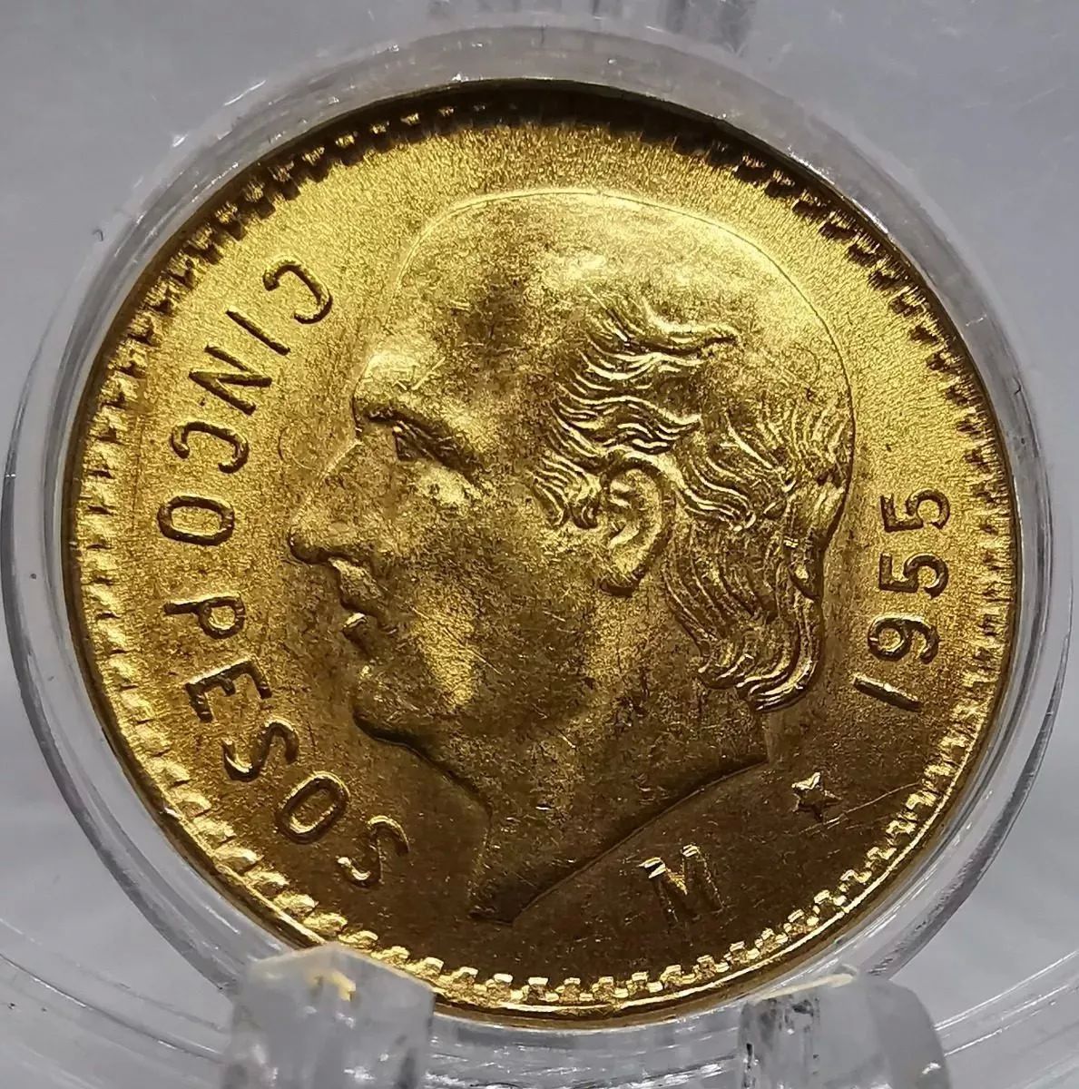 Moneda Original 5 Pesos Hidalgo Oro 1955 Sin Circular Nueva familia centenario.