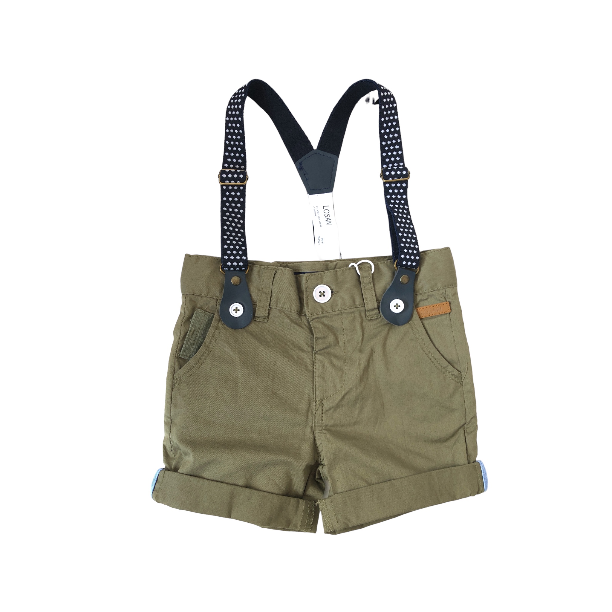 Short verde con tirantes para bebé niño Losan