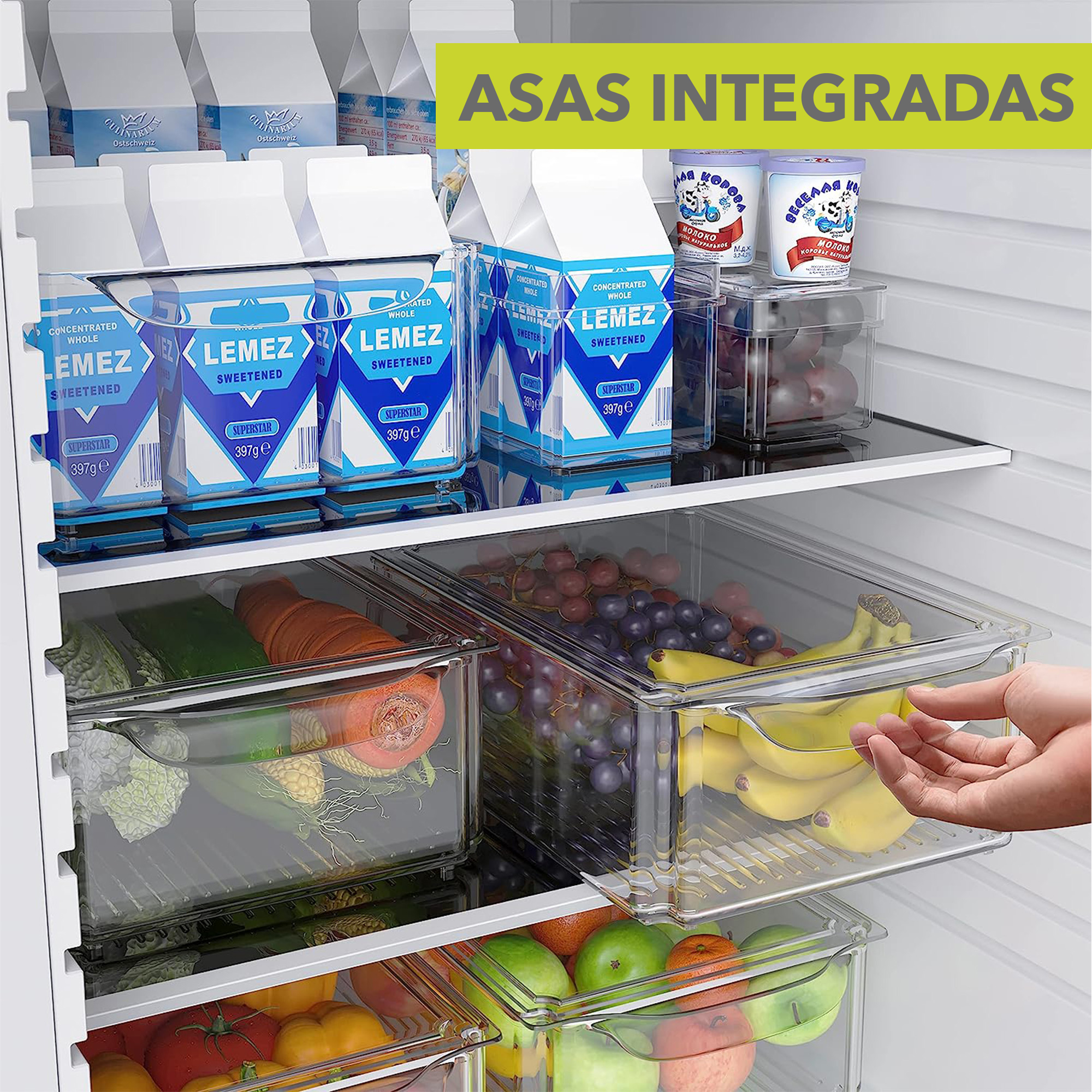 10 Contenedores De Plástico Transparentes Para Organizar La Despensa - Con Asas Y Apilables