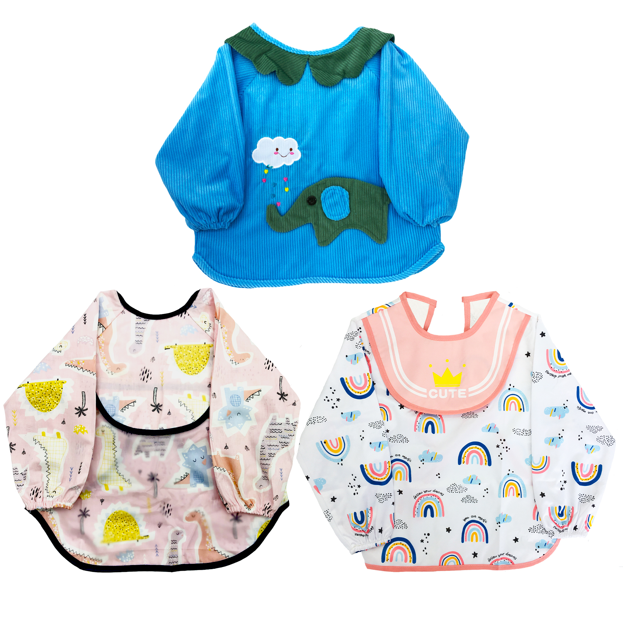 Baberos Tela Impermebles Pana Manga Larga Niños Ecobaby Original.