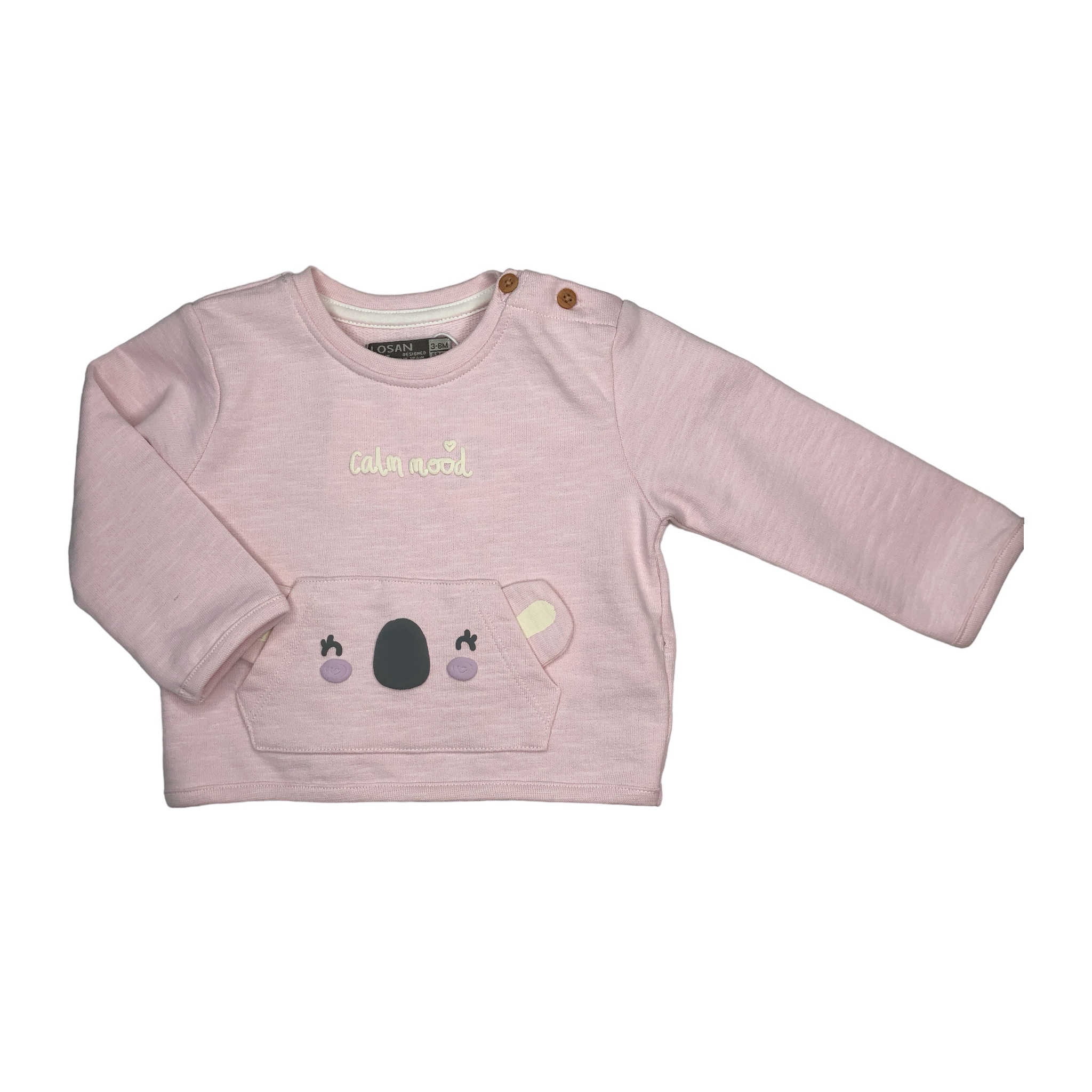 Sudadera rosa "calm mood" para bebé niña Losan.