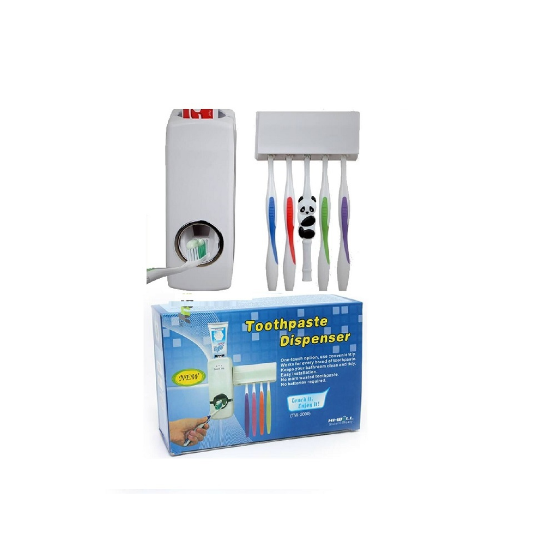 DISPENSADOR AUTOMATICO PASTA DENTAL CON PORTA CEPILLOS