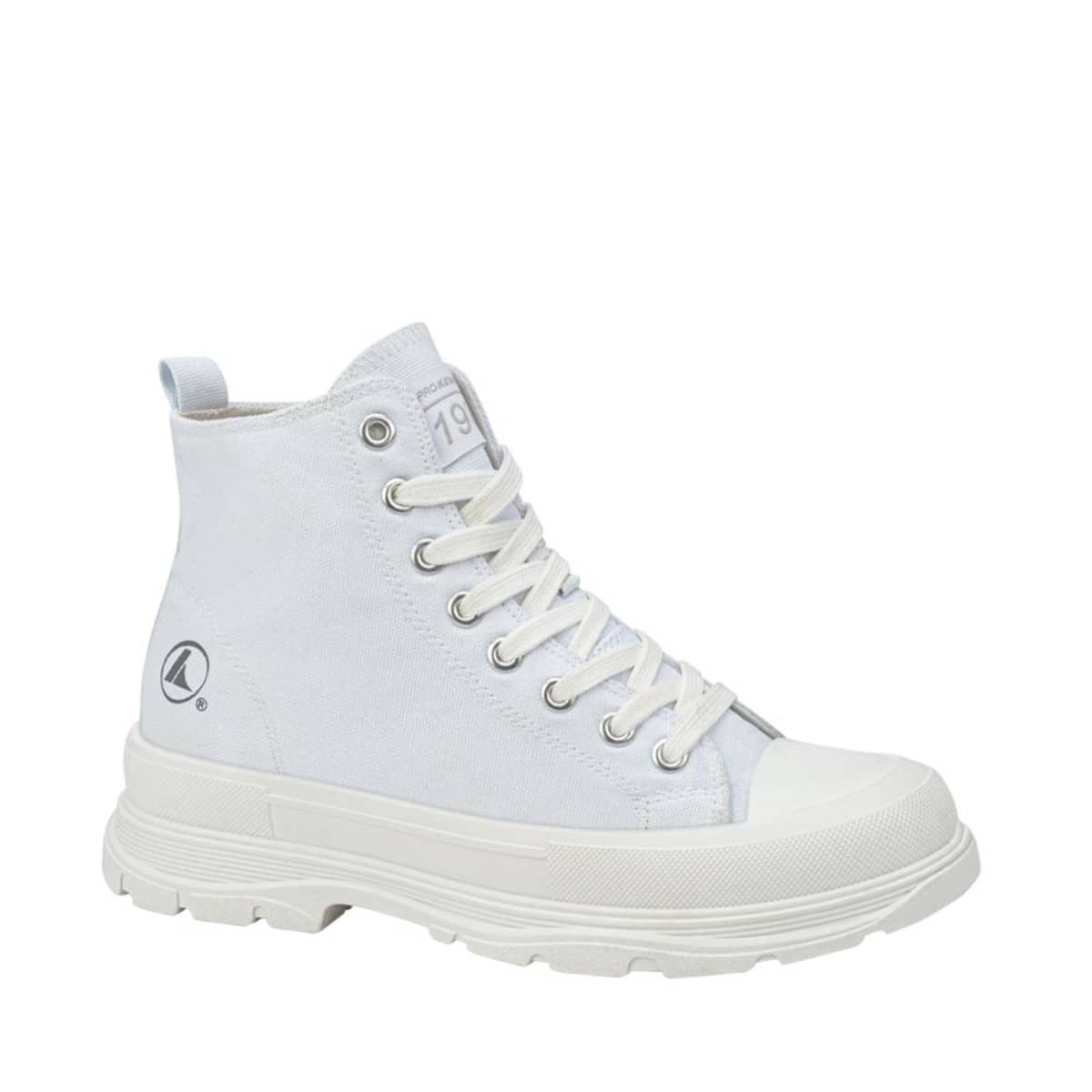 Bota de lona blanca marca Prokennex, con agujetas, suela corrida