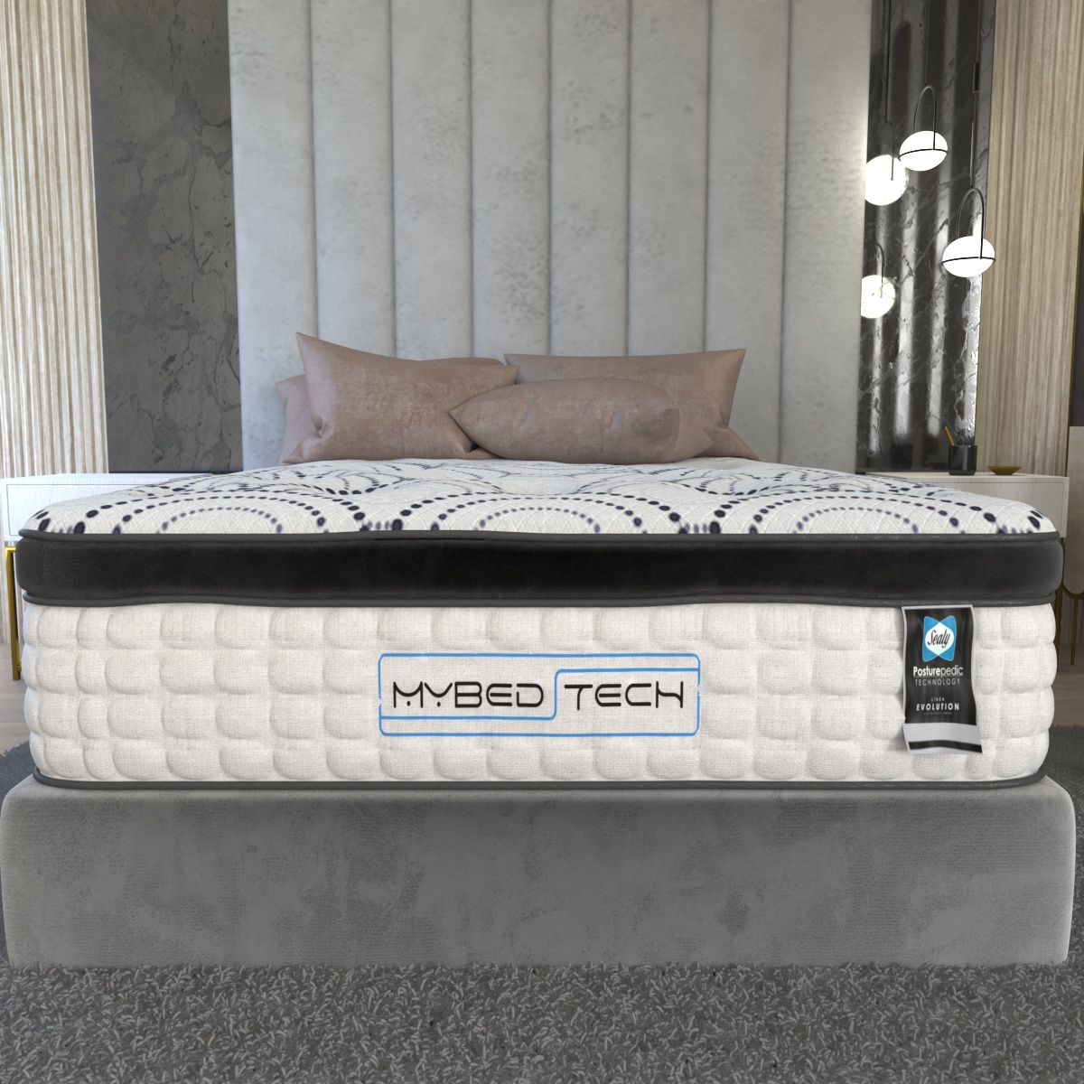 Colchón Queen Size Sealy Lutzz Con Mega Colchoneta Memory Foam