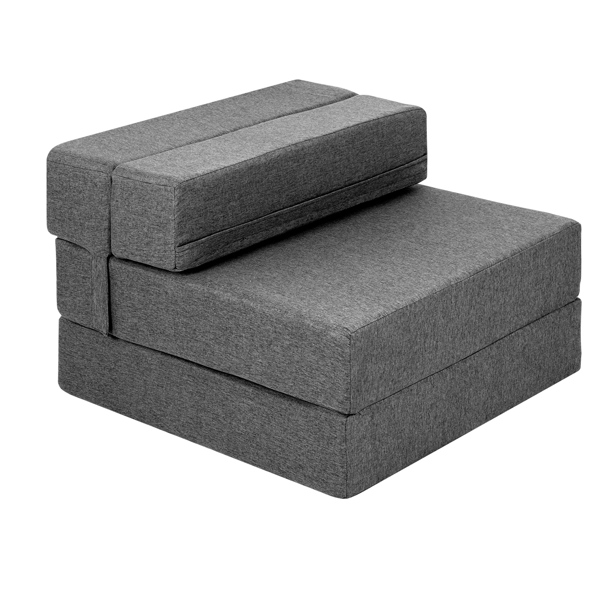 Sofá Cama Plegable Estilo Puff Individual Gris Claro