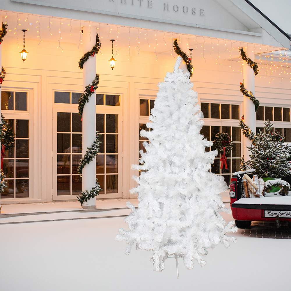 Árbol Navideño Esponjado Blanco Artificial 180 Cm Altura