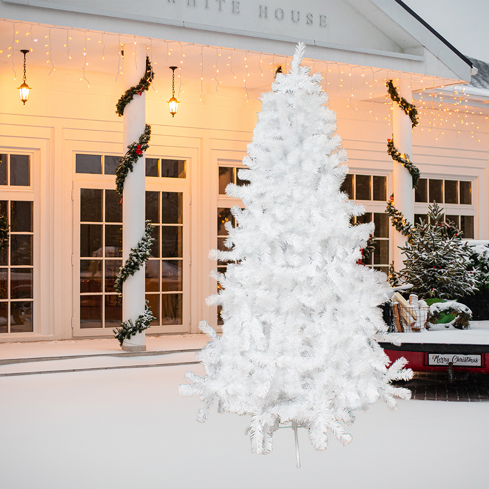 Árbol Navideño Blanco Esponjado Artificial 240 Cm Altura