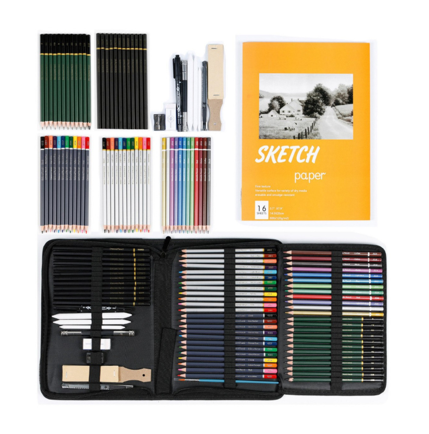 Kit De Lápices De Dibujo Y Boceto Con Accesorios 71 Piezas