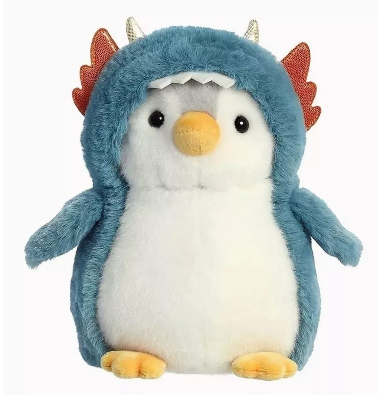 Peluche Pingüino Disfrazado Dinosaurio Unicornio Kawaii Azul