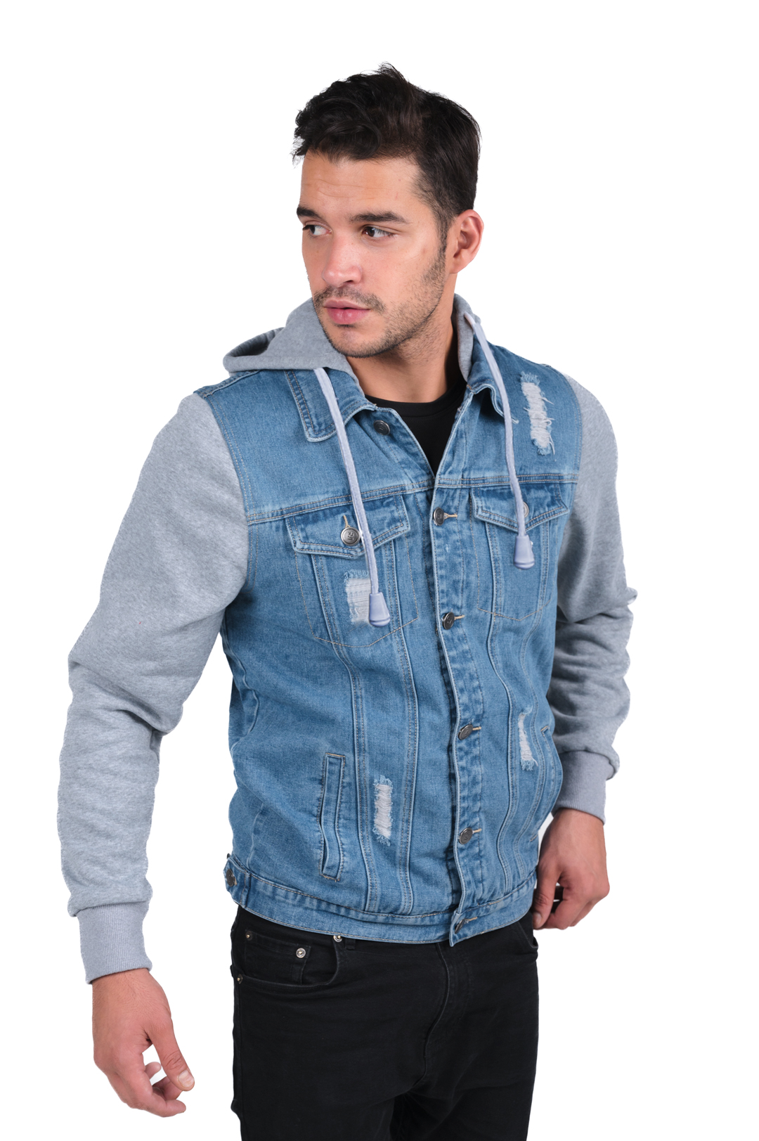 Chaqueta Mezclilla Chamarra De Mezclilla Con Manga De Sudadera