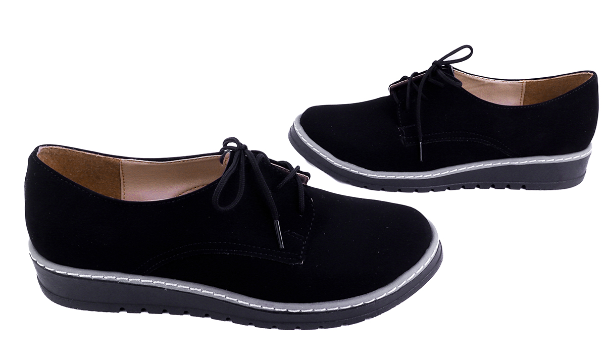 Zapato Casual Mujer Agujetas Cerrado 480-n Negro