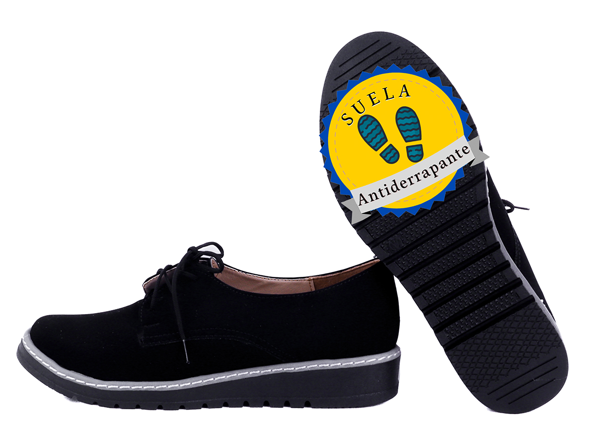 Zapato Casual Mujer Agujetas Cerrado 480-n Negro