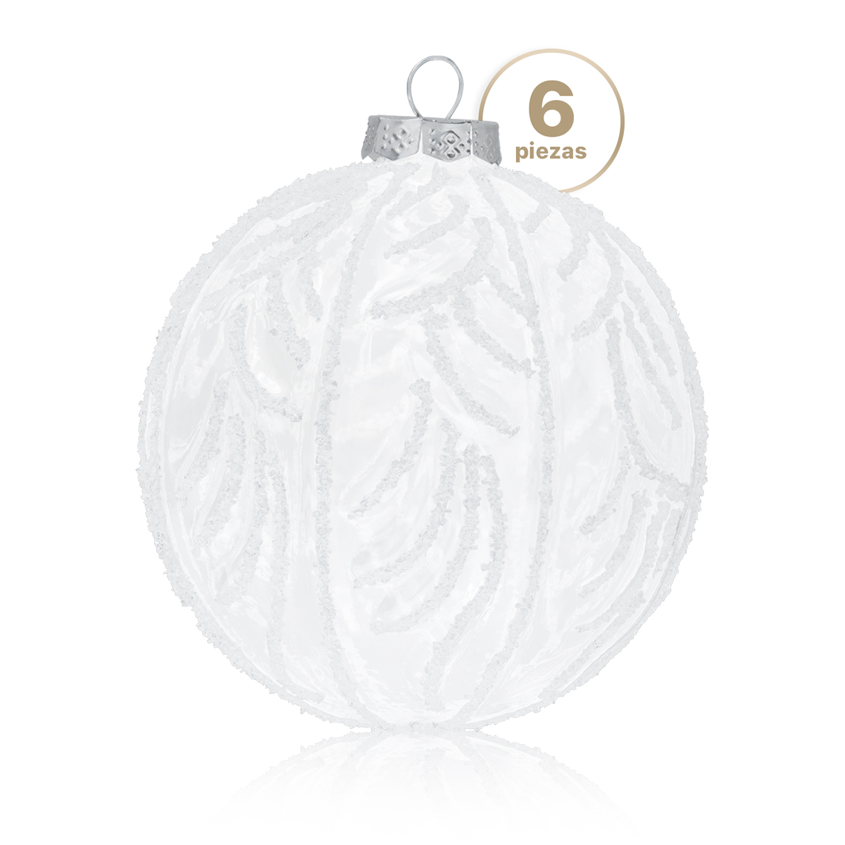 Set con 6 Esferas de Cristal Decoración Navideña 10 cm para Árbol de Navidad (Copo) ESQUIMAL