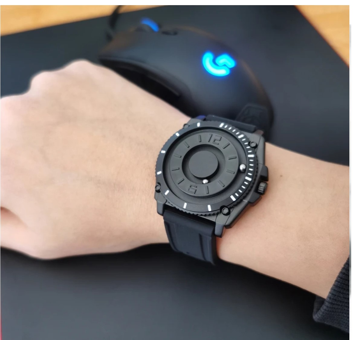 Reloj deportivo informal de lujo balines negro contra agua militar