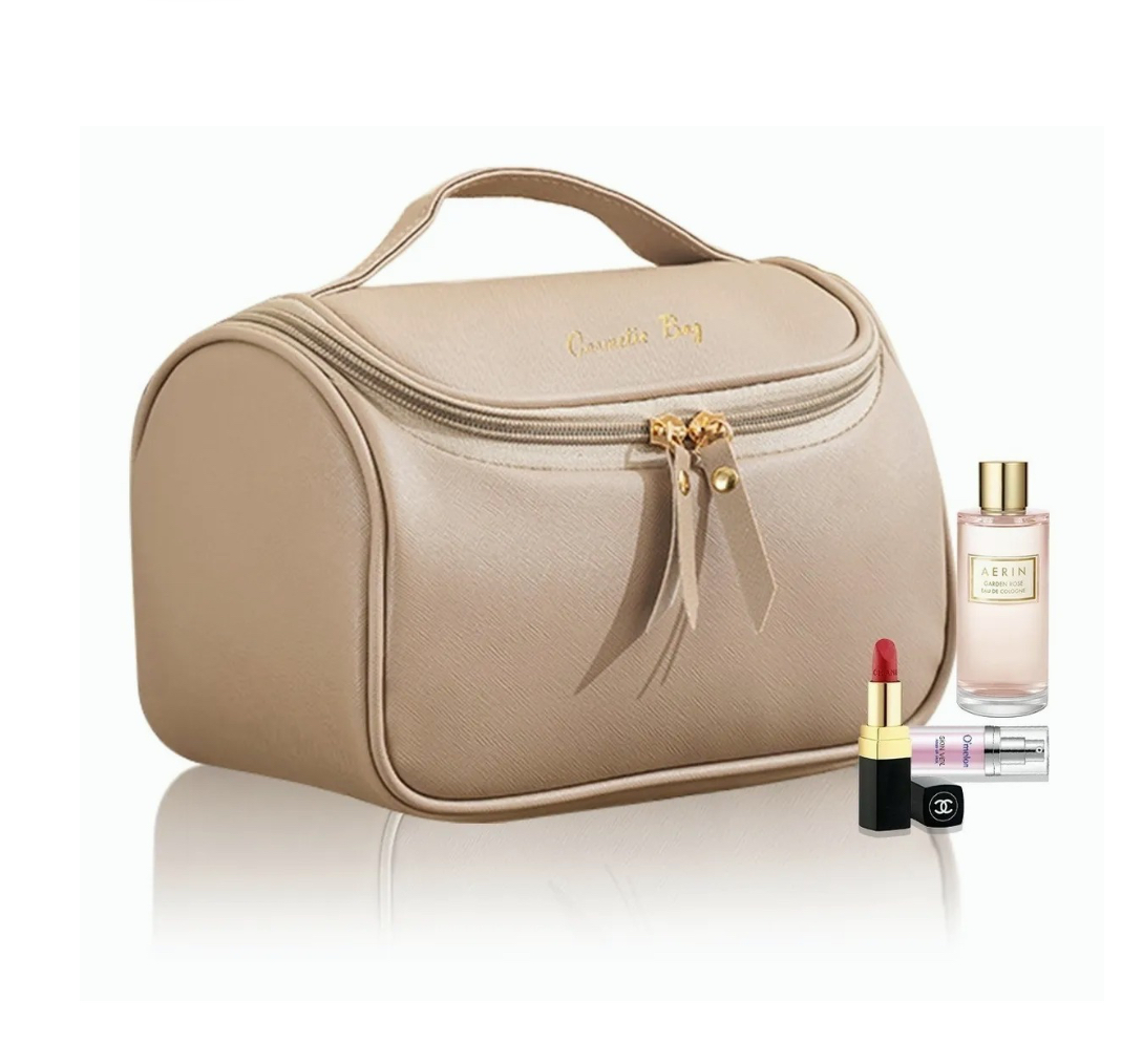 Cosmetiquera Neceser Bolsa Organizadora De Viaje beige 