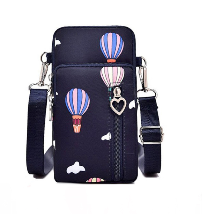 Unisex Mujeres Hombres Crossbody Bolso Impermeable Bolsillo azul con globos