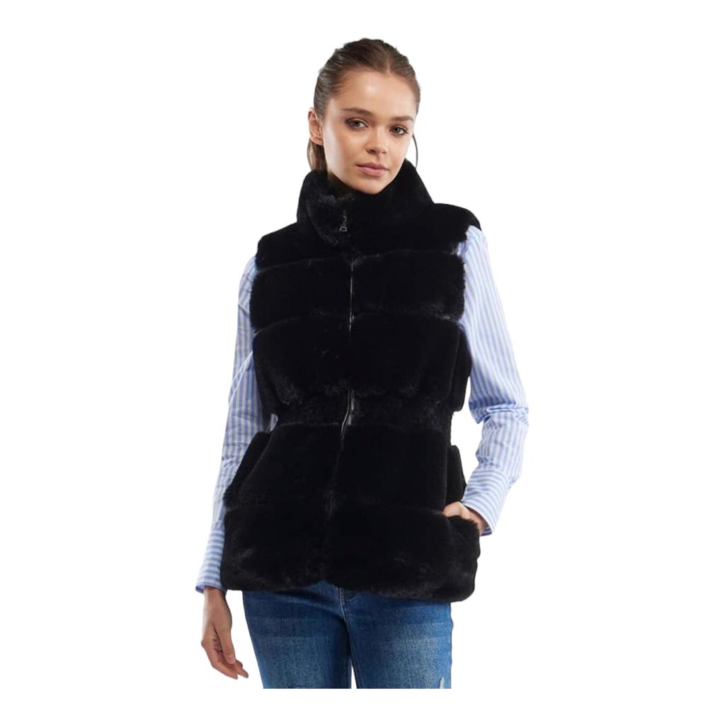 Moda Chaleco Peluche Negro Chaleco Invernal De Peluche Negro Holly