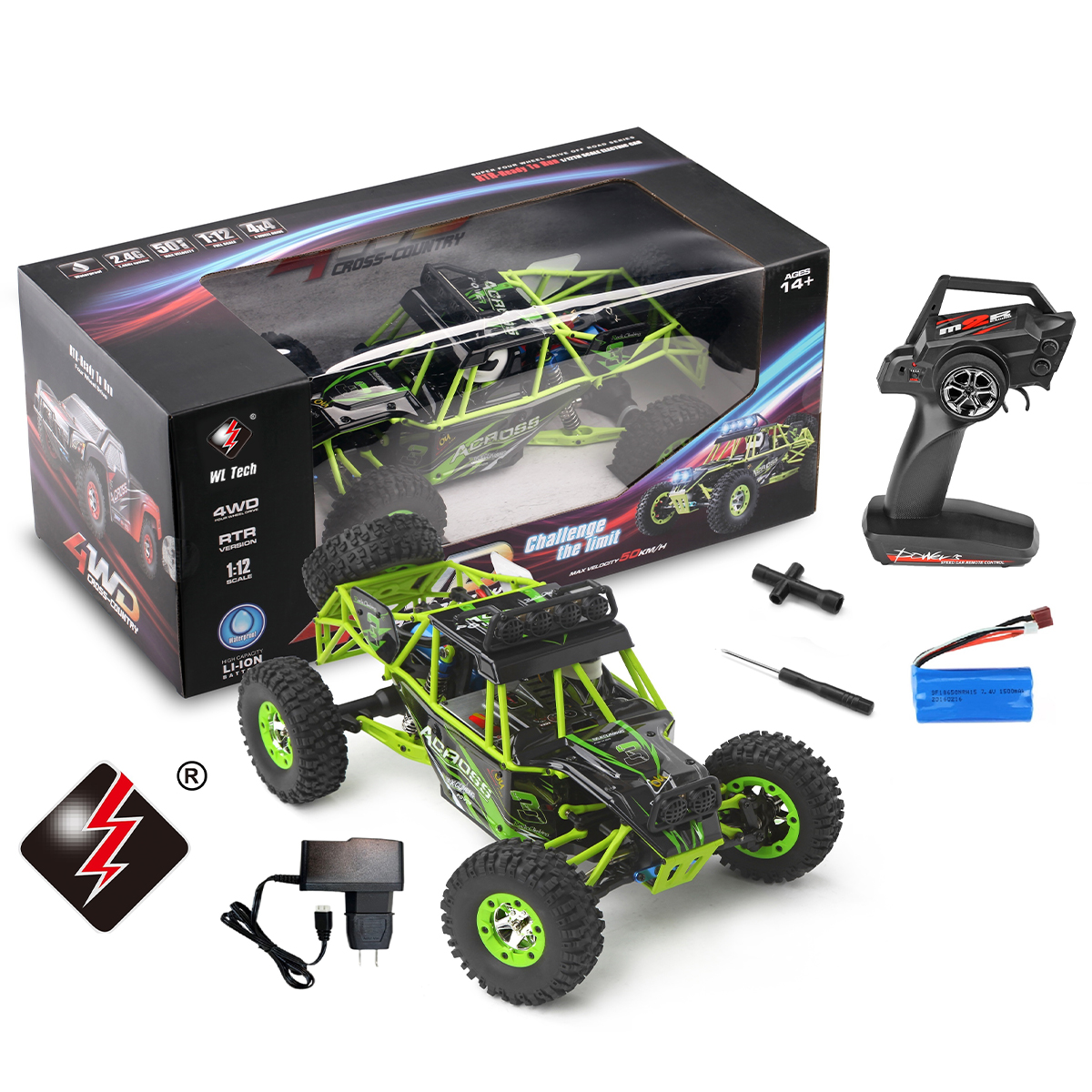 Carro Control Remoto 4x4 off road 50Km h Buggy Jeep Razer RC Camioneta WLtech WLtoys Remote Control Car All Terrain 12427 8