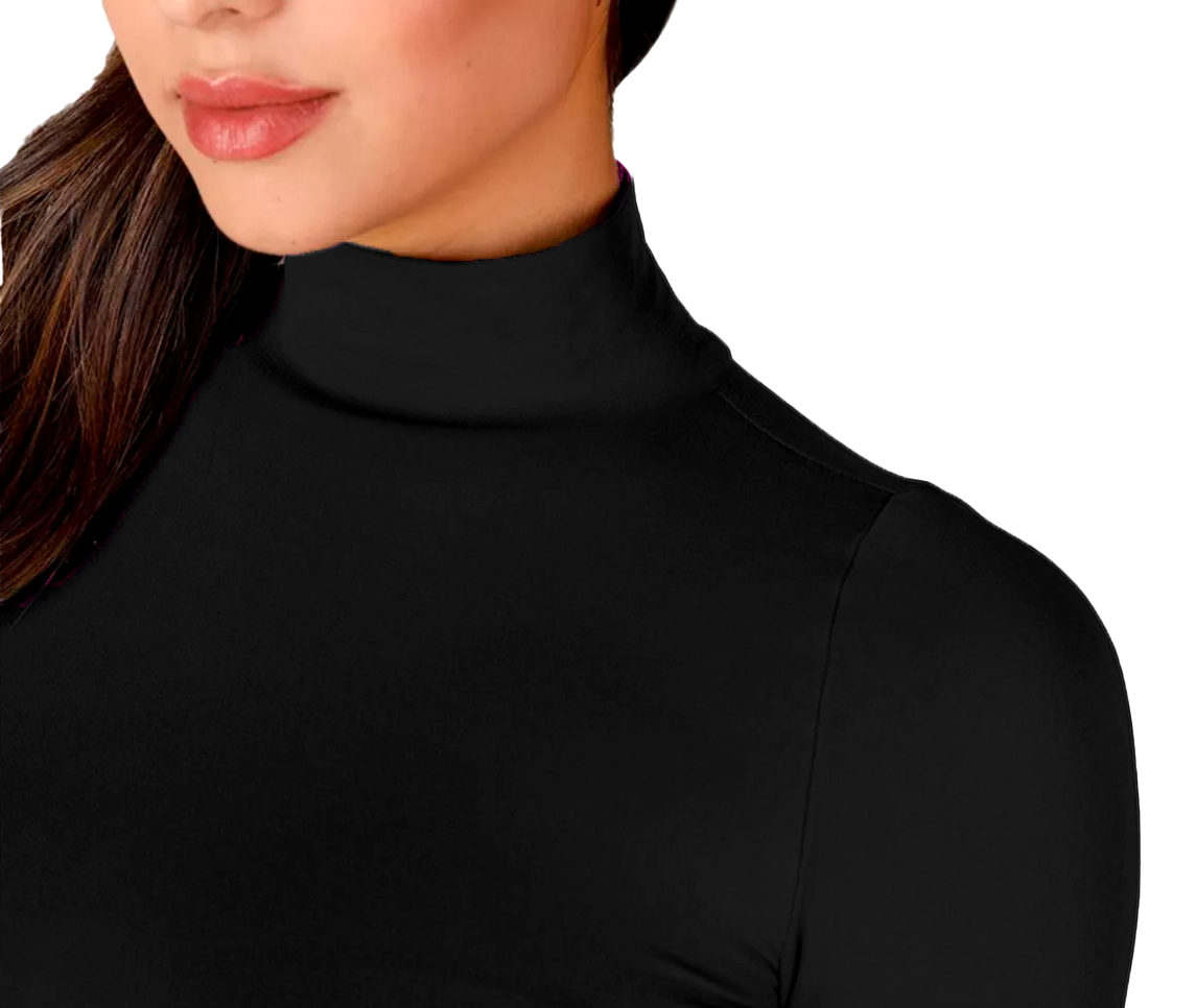 Blusa Cuello Alto Blusa Manga Larga Mujer Negra Blusa Termica