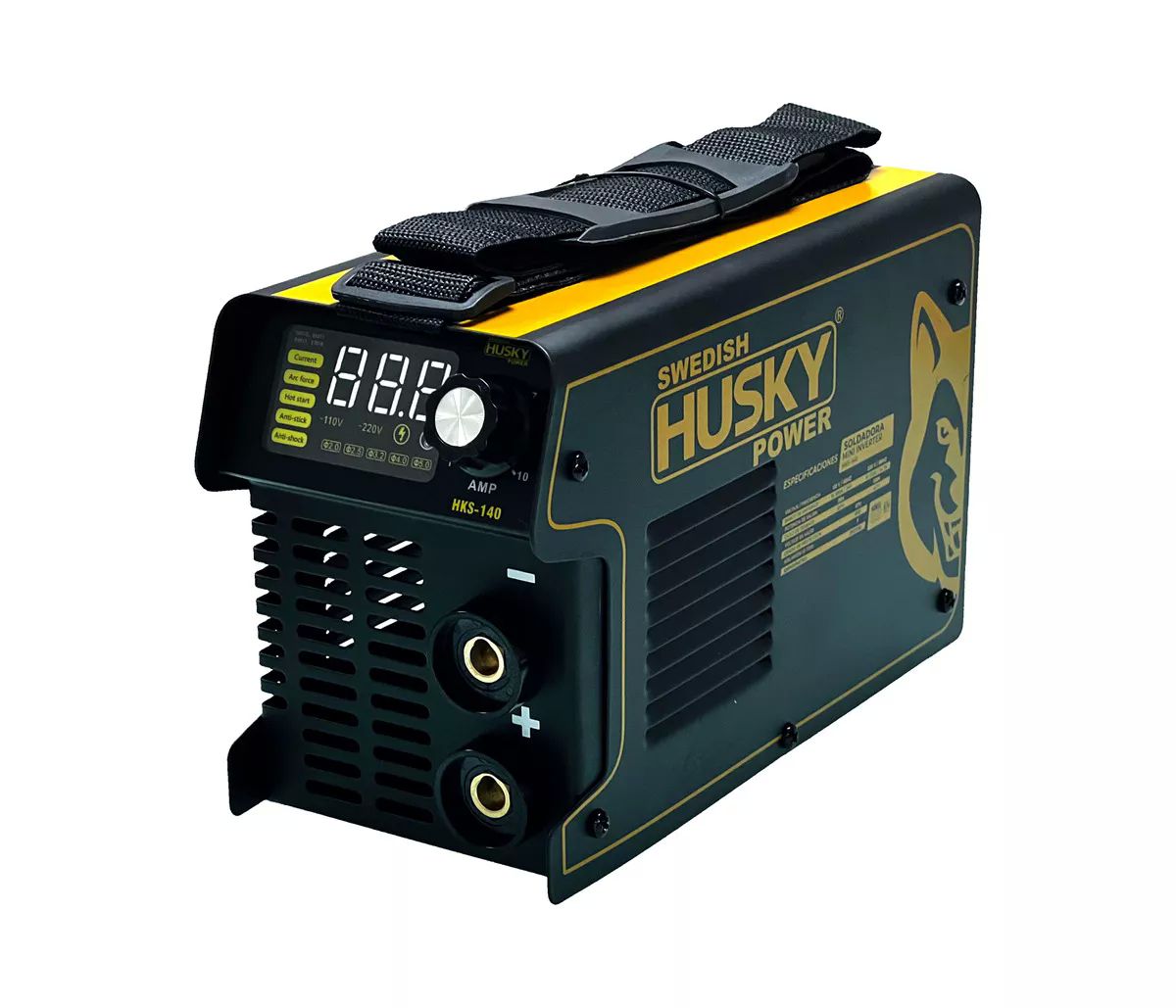 Soldadora inverter Swedish Husky Power HKS-140 negra y amarilla 60Hz 110V/220V