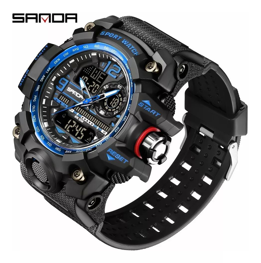 Reloj Sanda 3133 Hombres Digital Moda Deportiva Impermeable color AZUL