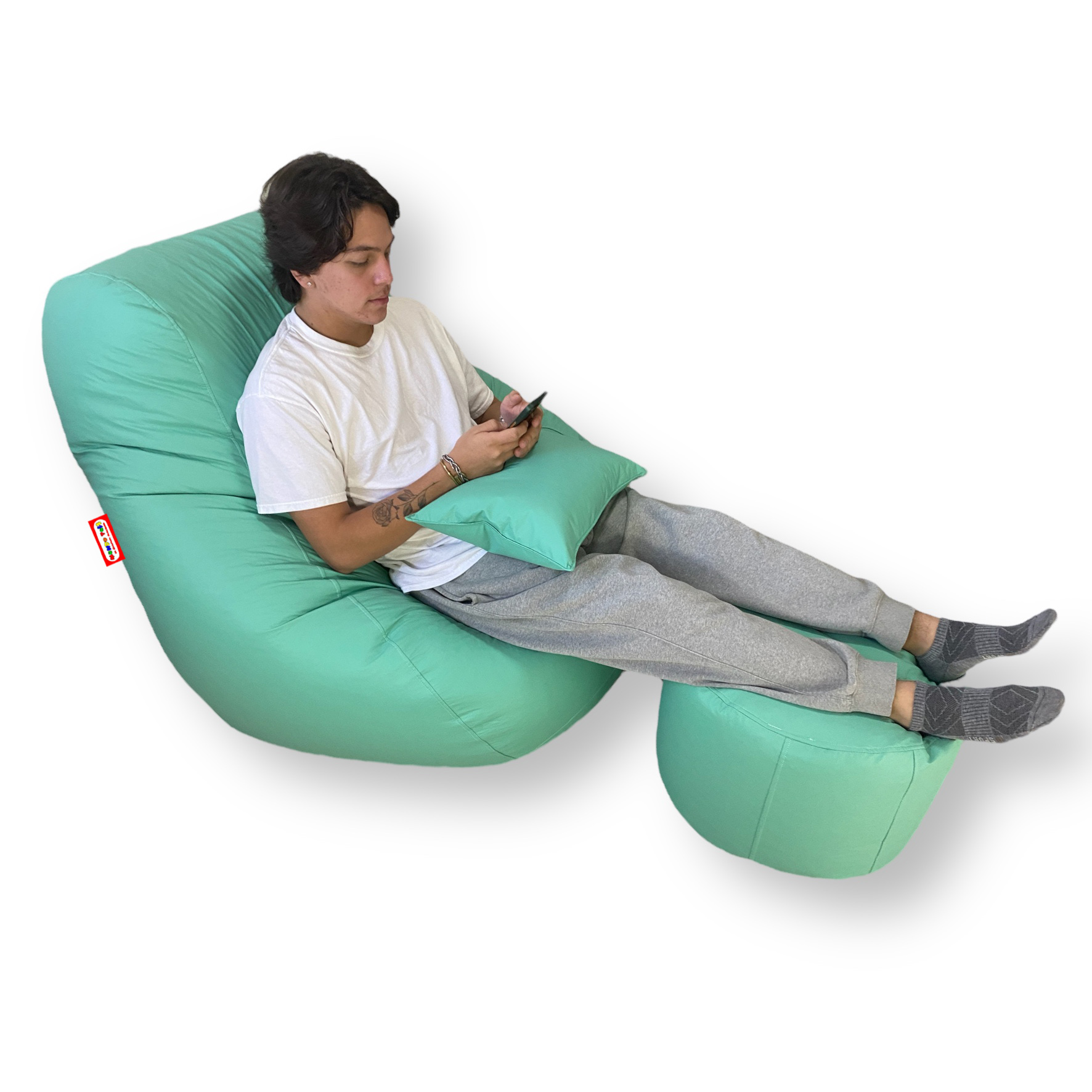 ComboPuff, Incluye Sillon Puff Pera Gigante + Puff Cilindro descansapies + Cojin decorativo.