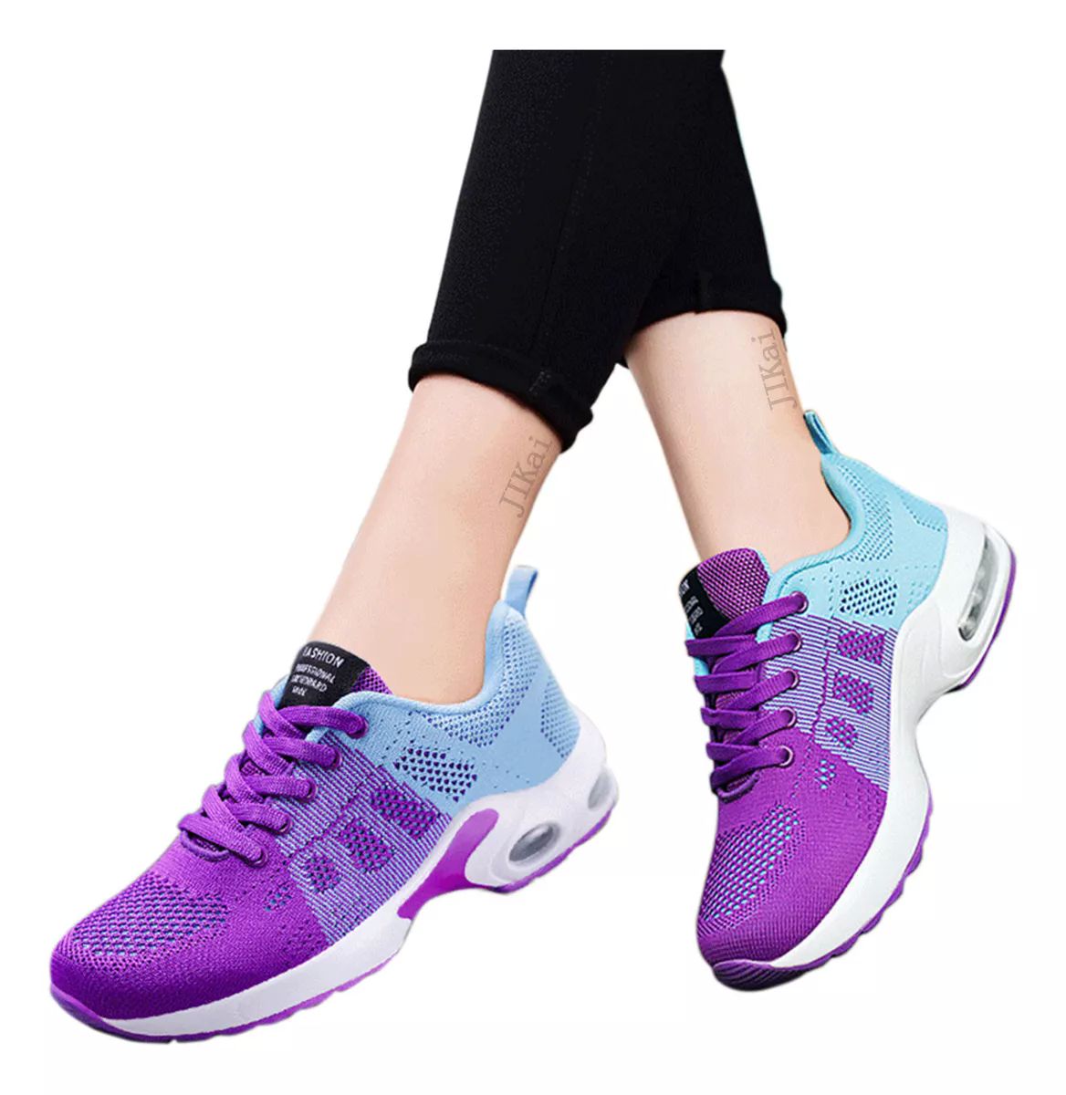 Zapatillas Transpirables Con Bloques De Color Para Mujer color VIOLETA TALLA 5.5.