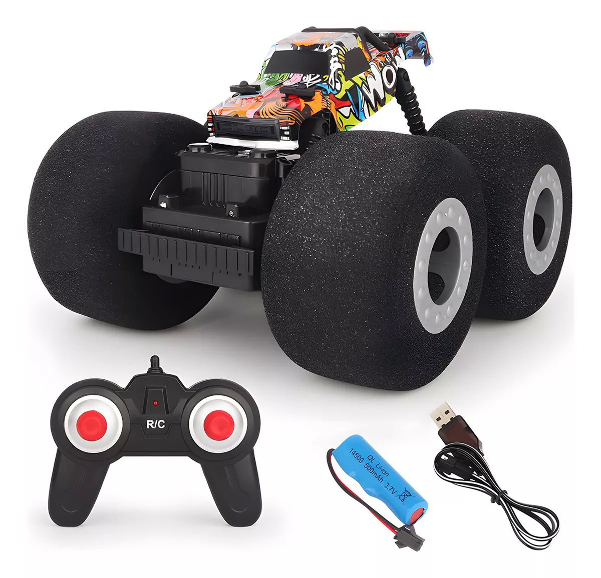 carro a control remoto con llantas de espuma
