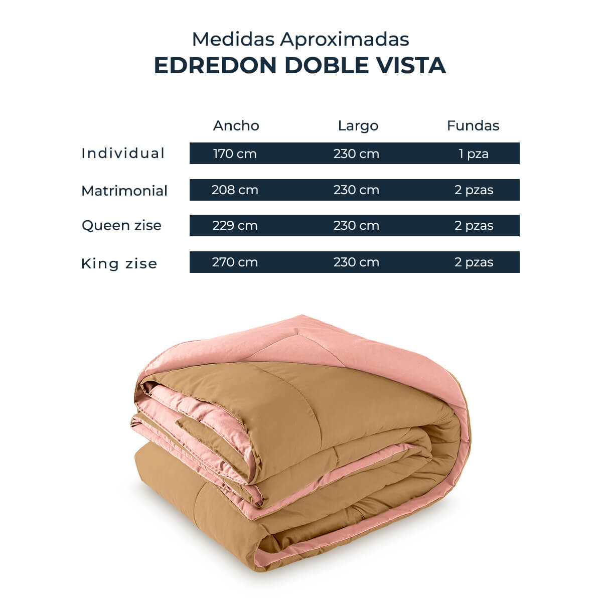 EDREDON VISTAS SALMON KHAKI SABANAS SALMÓN ATLAS KING SIZE