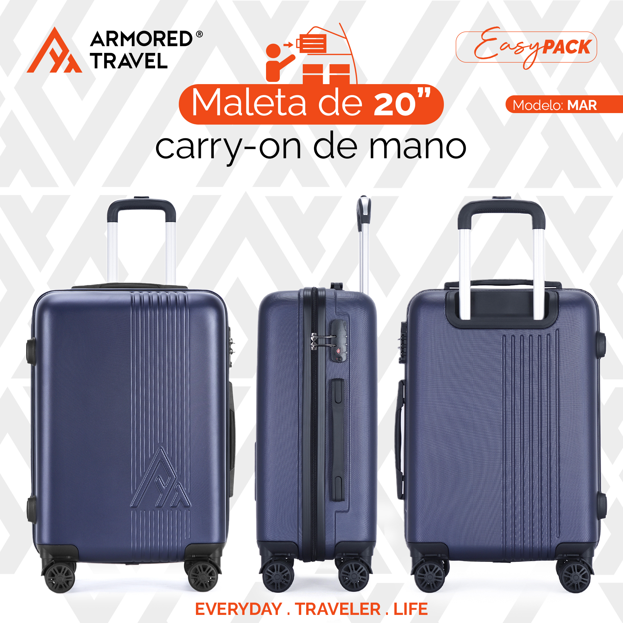 Maletas de viaje Rígidas set kit EASY PACK piezas 24 con cierre