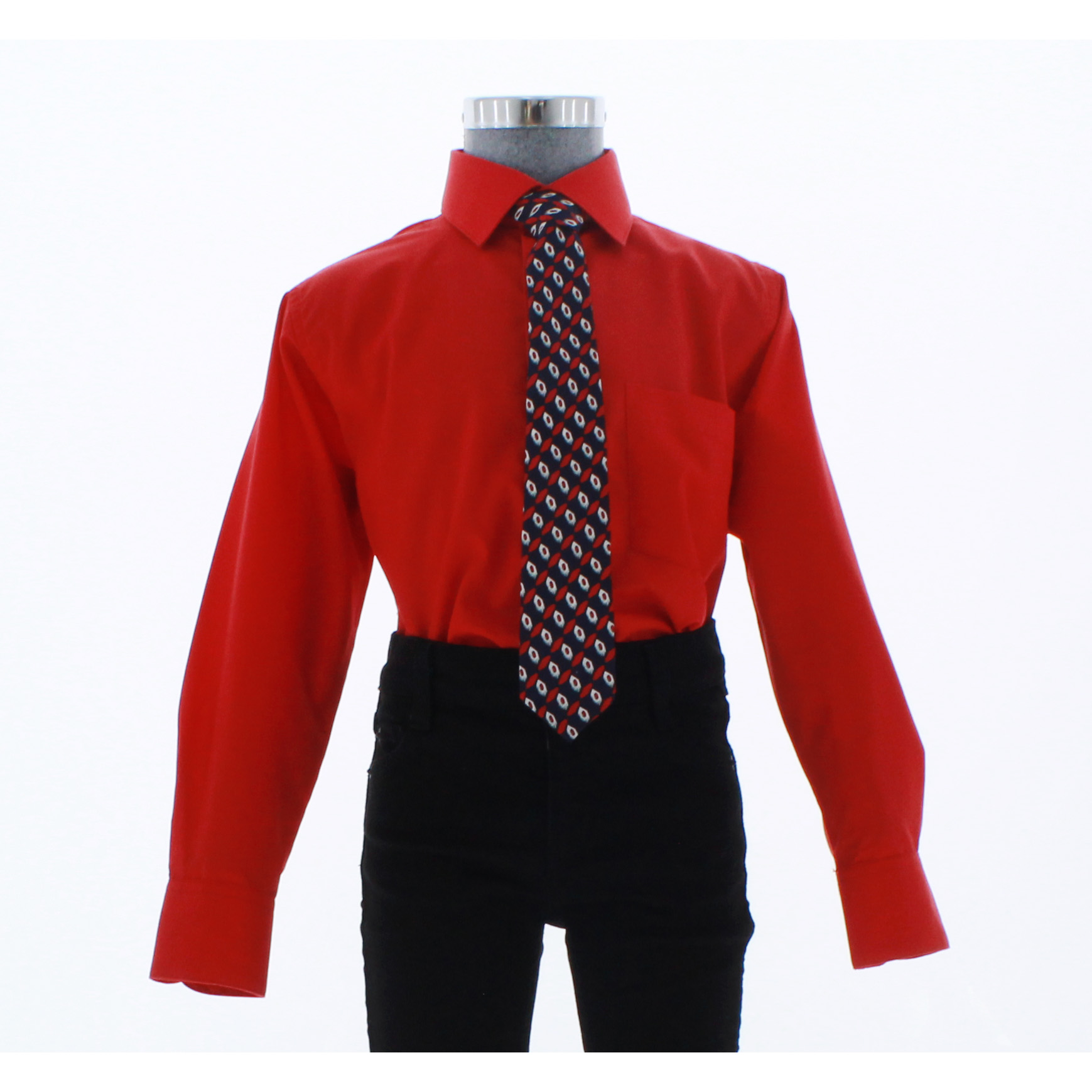 Camisa De Vestir Niño Color Rojo Manga Larga 3592 2-18