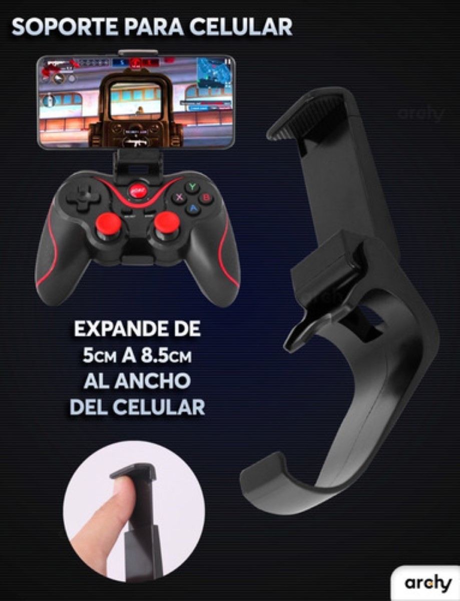 Control Bluetooth Android Pc Con Soporte Negro/Rojo.