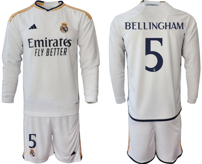 Nuevo! Jersey Real Madrid 2023/2024 Local Blanca Bellingham 5 Manga