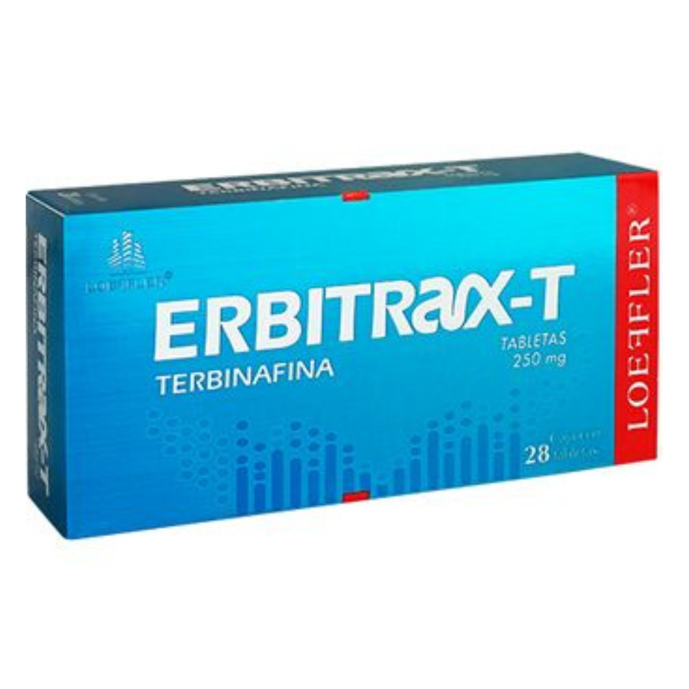 Tratamiento Medicamento Antimicótico Hongos Pie de Atleta ErbitraxT Terbinafina 1 Caja con 28