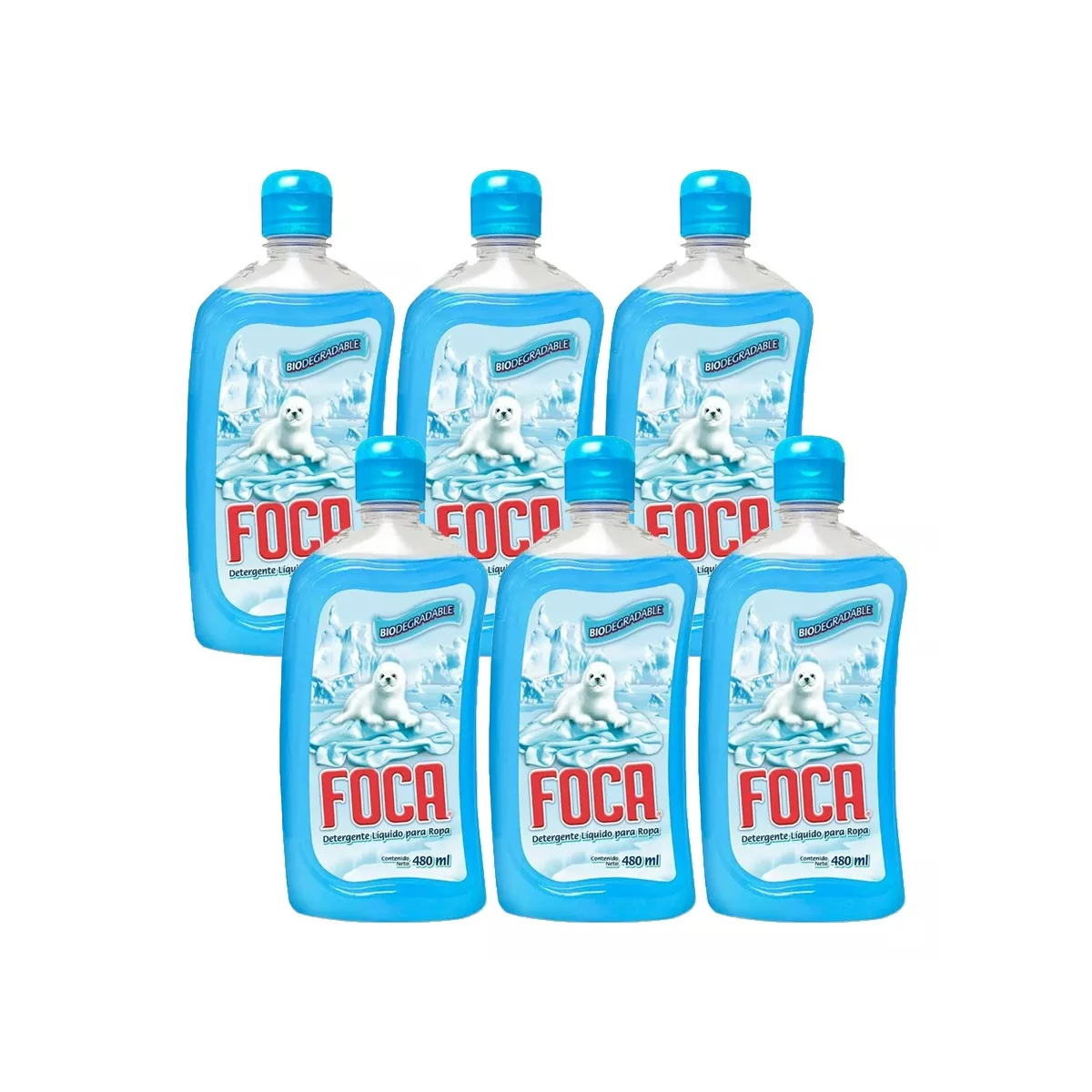 Detergente Líquido Foca Piezas de 480 ml c/u