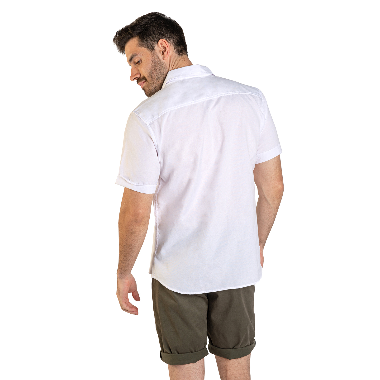 Camisa manga corta para hombre cuello americano color blanco