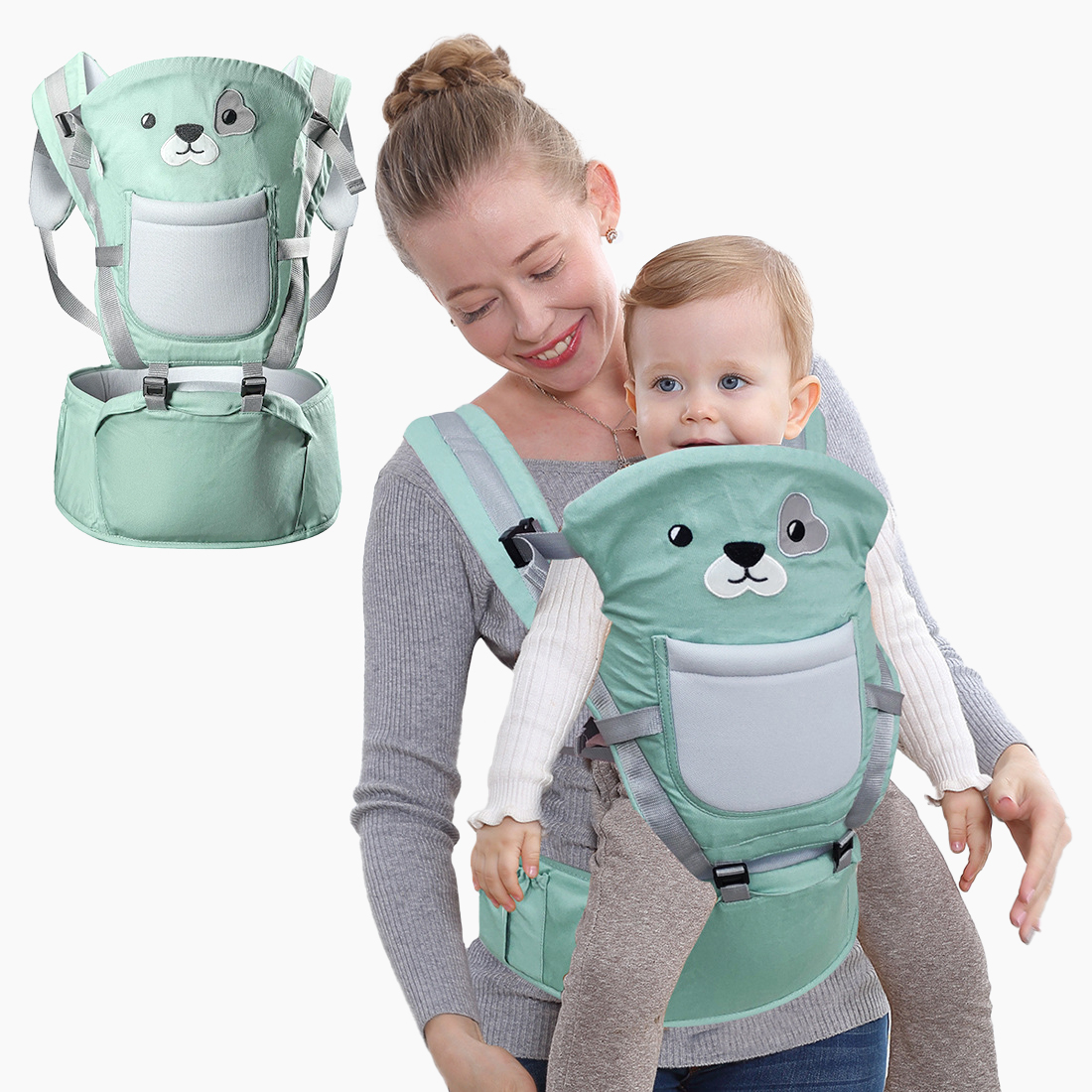 Cangurera Ergonomica Para Bebés 5 Posiciones Ecobaby Original 0-36 meses.