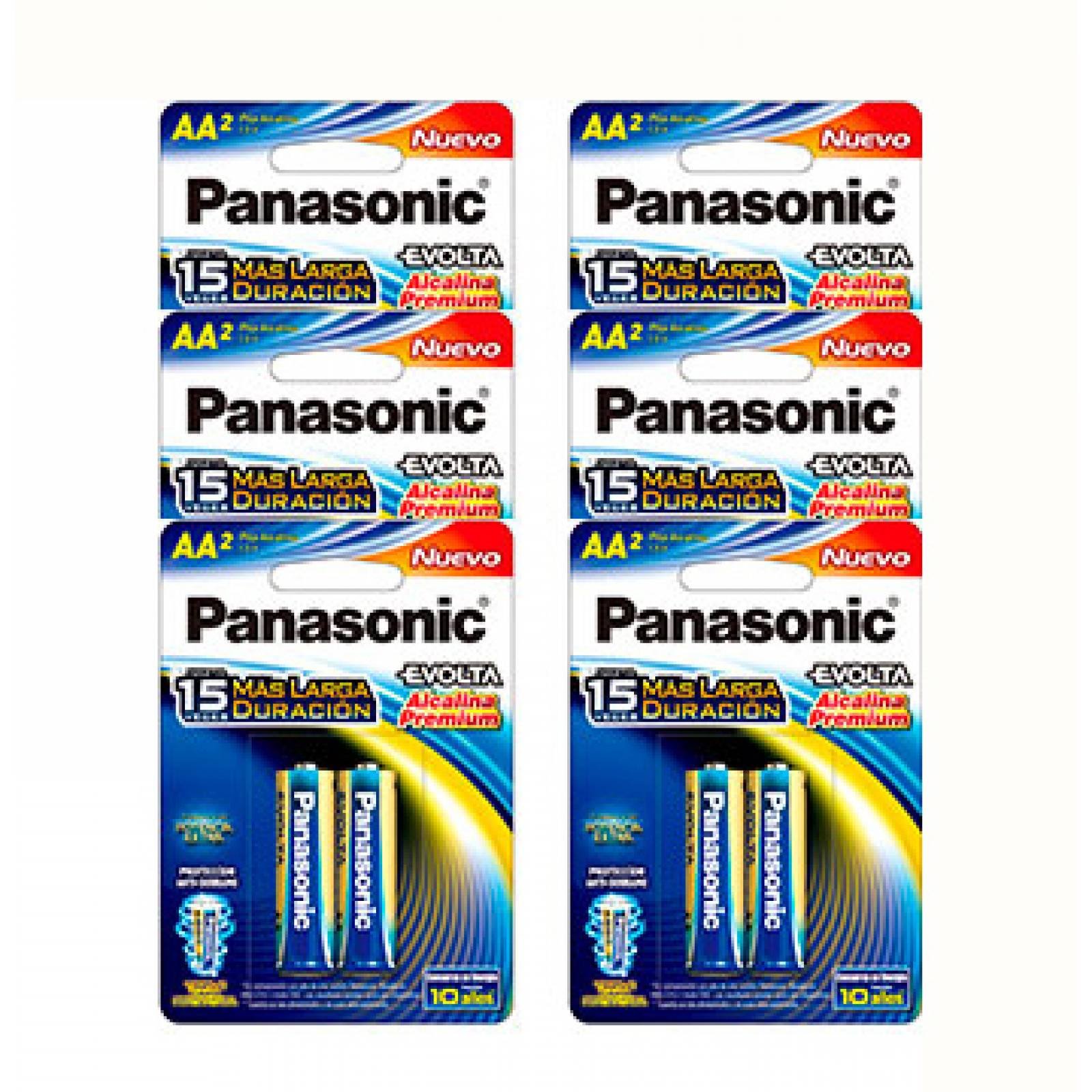 Paquete de 6 Blisters 4 Piezas Pila Evolta AA LR6EGL/4B Panasonic Azul