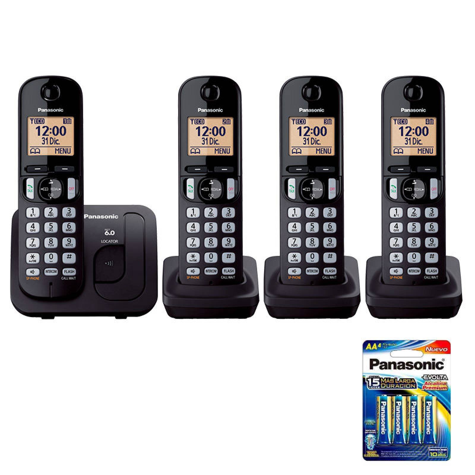 Teléfono Inalámbrico Digital con 4 Auriculares Panasonic KX-TGC214 Negro