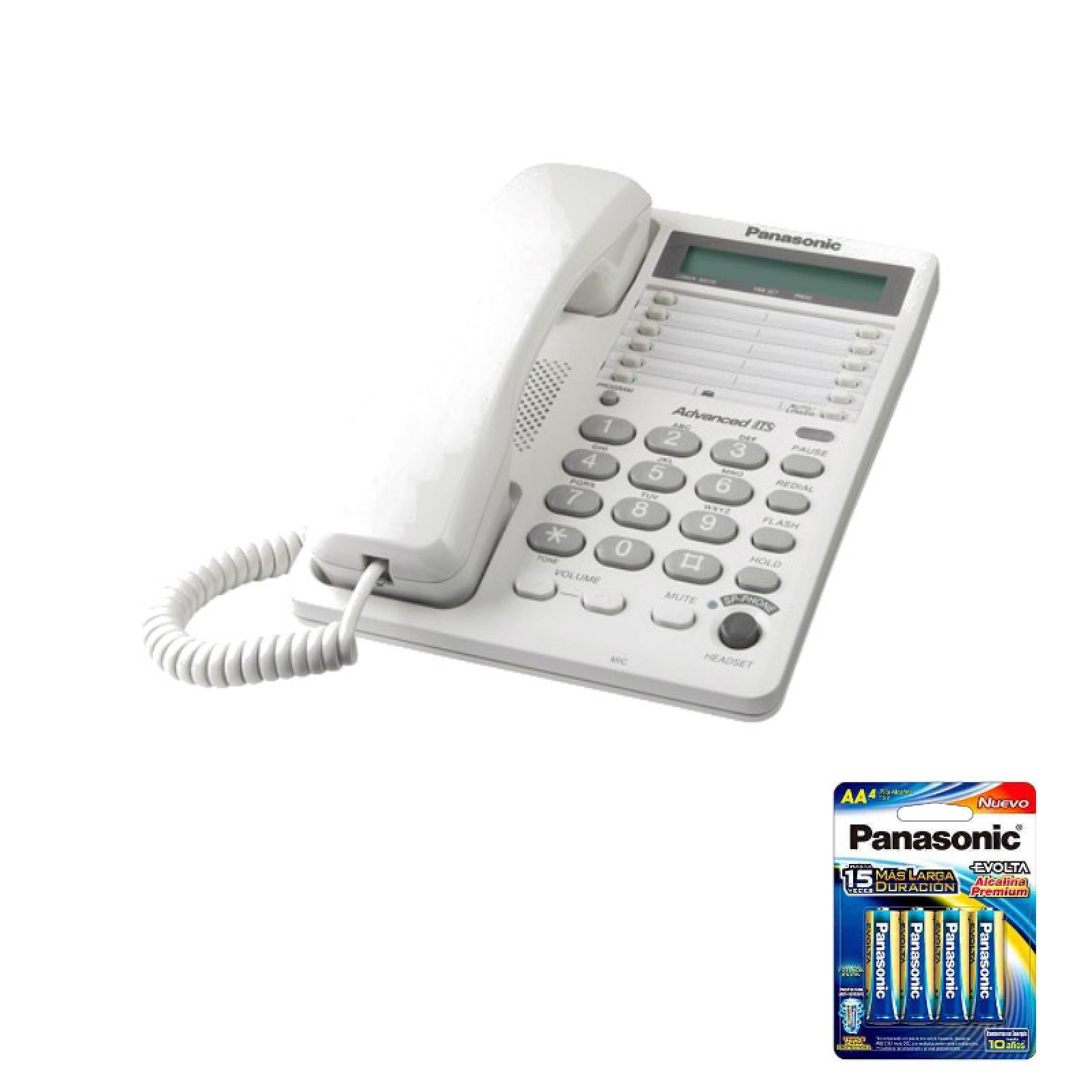 Teléfono Alámbrico con LCD Panasonic KX-TS108 Blanco
