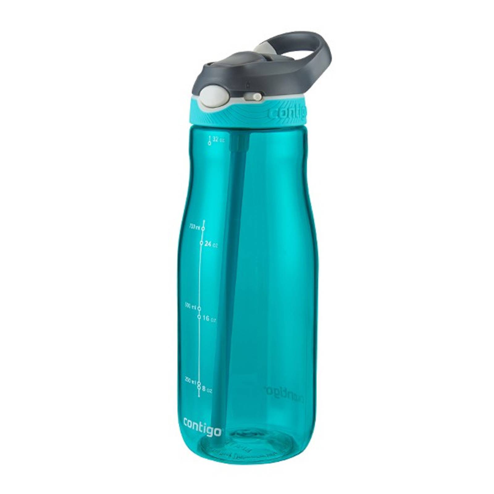Botella Agua Plastica Asa De Clip Con Boquilla 946ml Contigo Verde 1