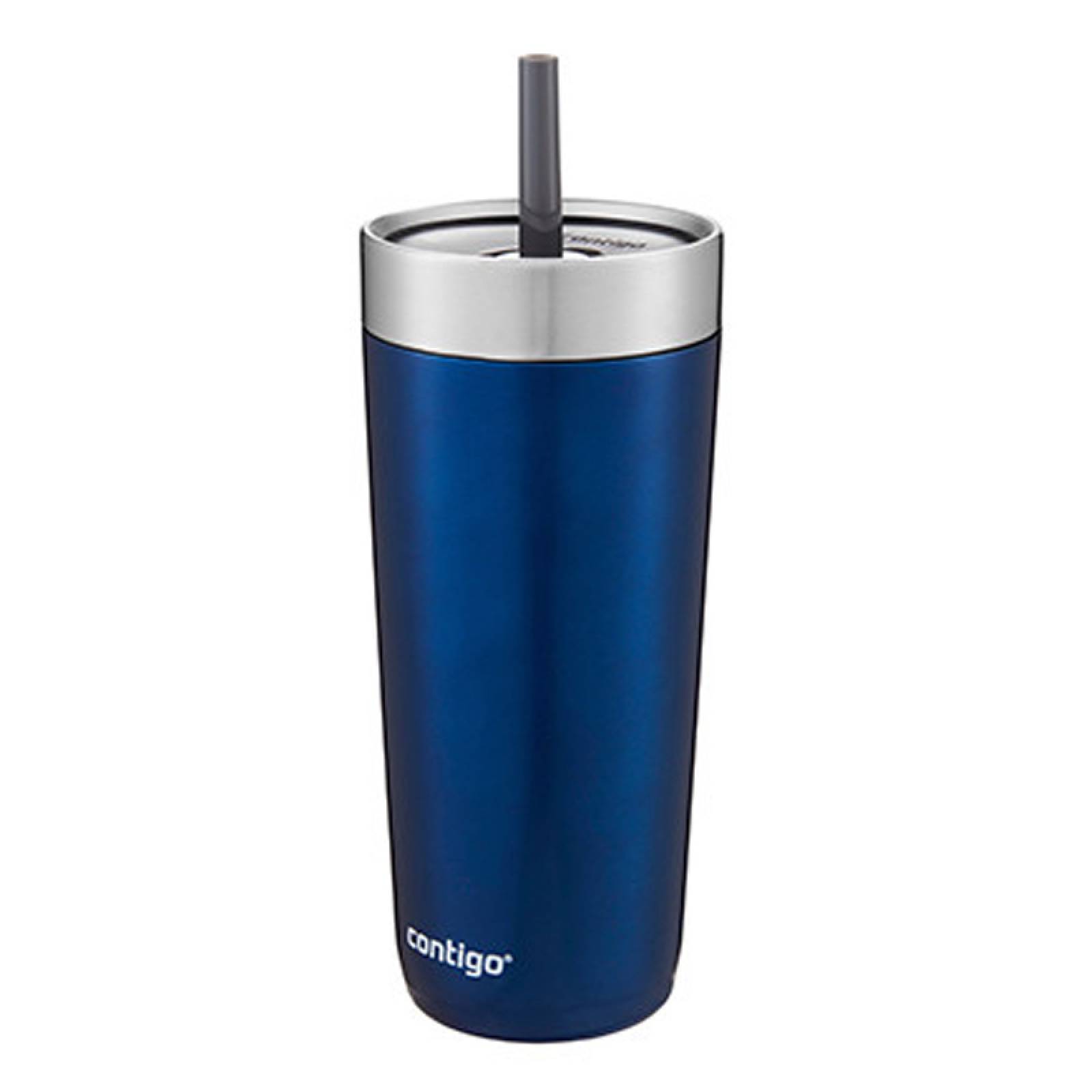 Vaso Luxe Tumbler 18 Oz Con Popote Acero Inoxidable Contigo Azul acero Azul Rey