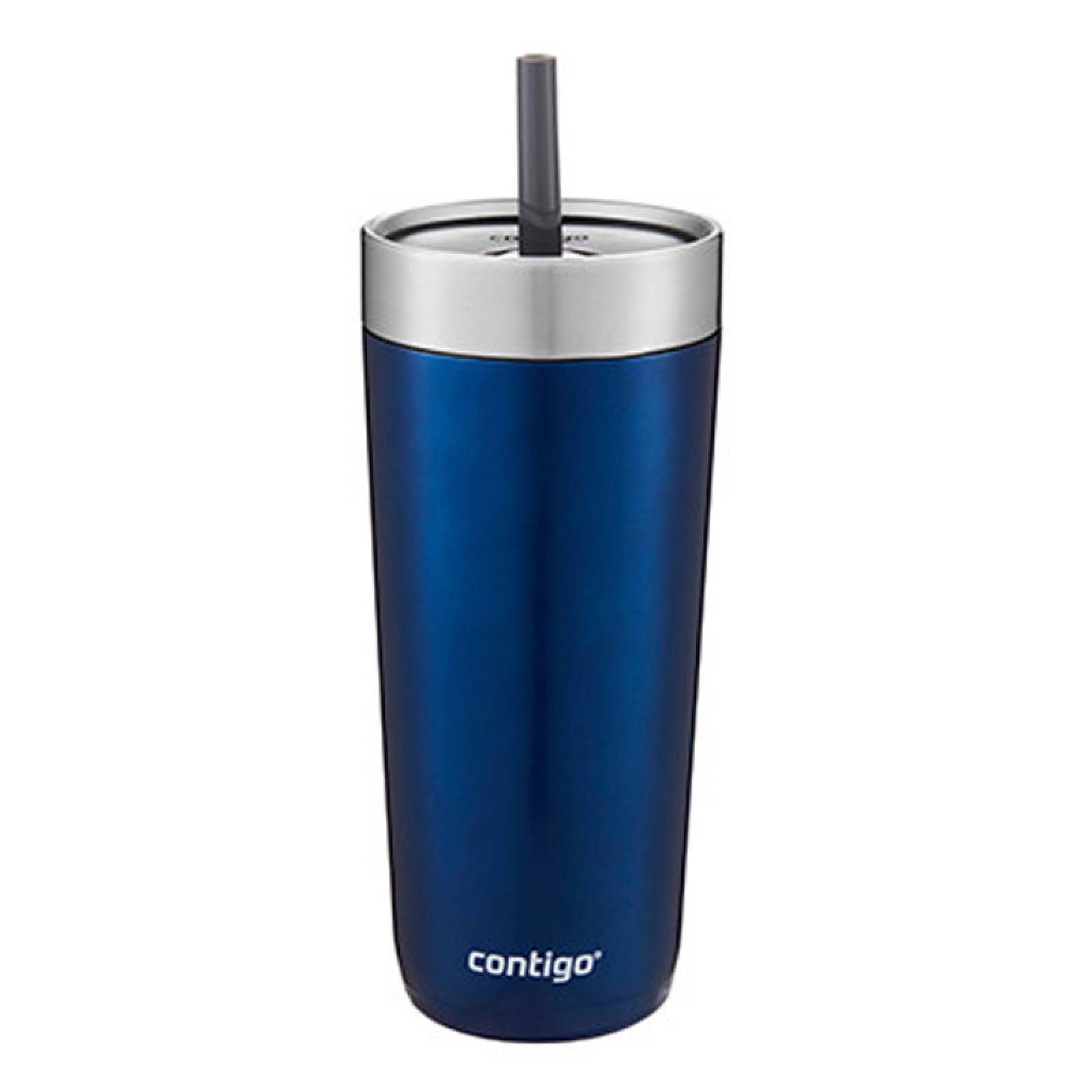 Vaso Luxe Tumbler 18 Oz Con Popote Acero Inoxidable Contigo Azul acero Azul Rey