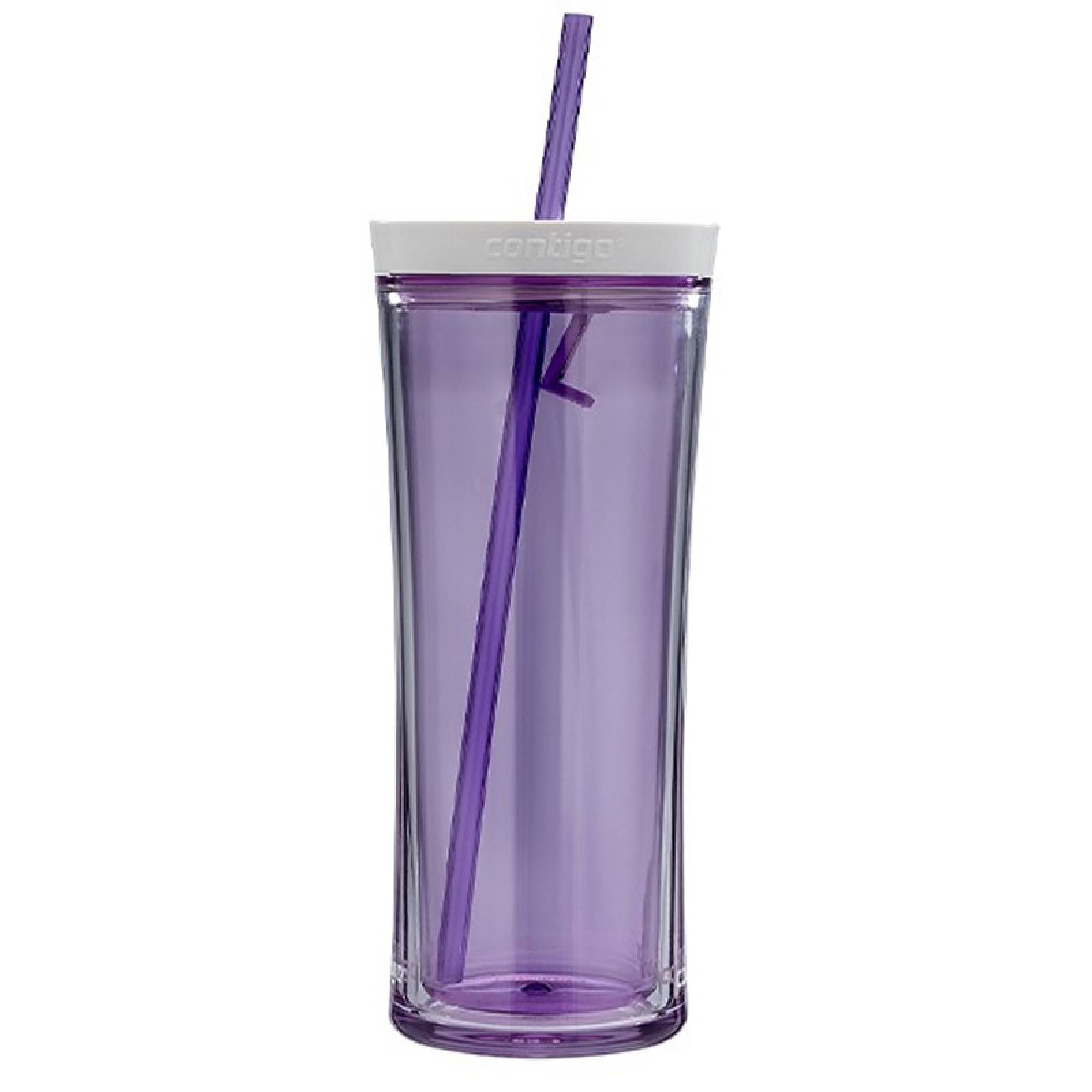 Vaso Shake Go 20 Oz Autoclose Doble Pared Con Popote Contigo Violeta