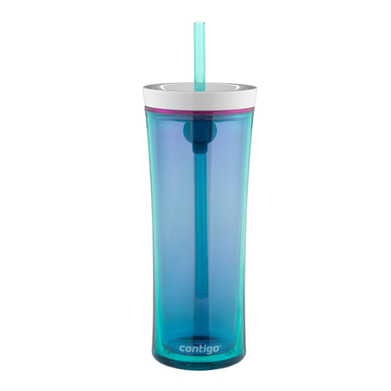 Vaso Shake Go 20 Oz Autoclose Doble Pared Con Popote Contigo 1 Rosa / Morado