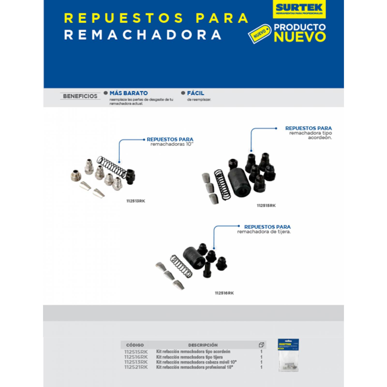 Kit De Refacción Remachadora Tijera 112516rk Surtek 