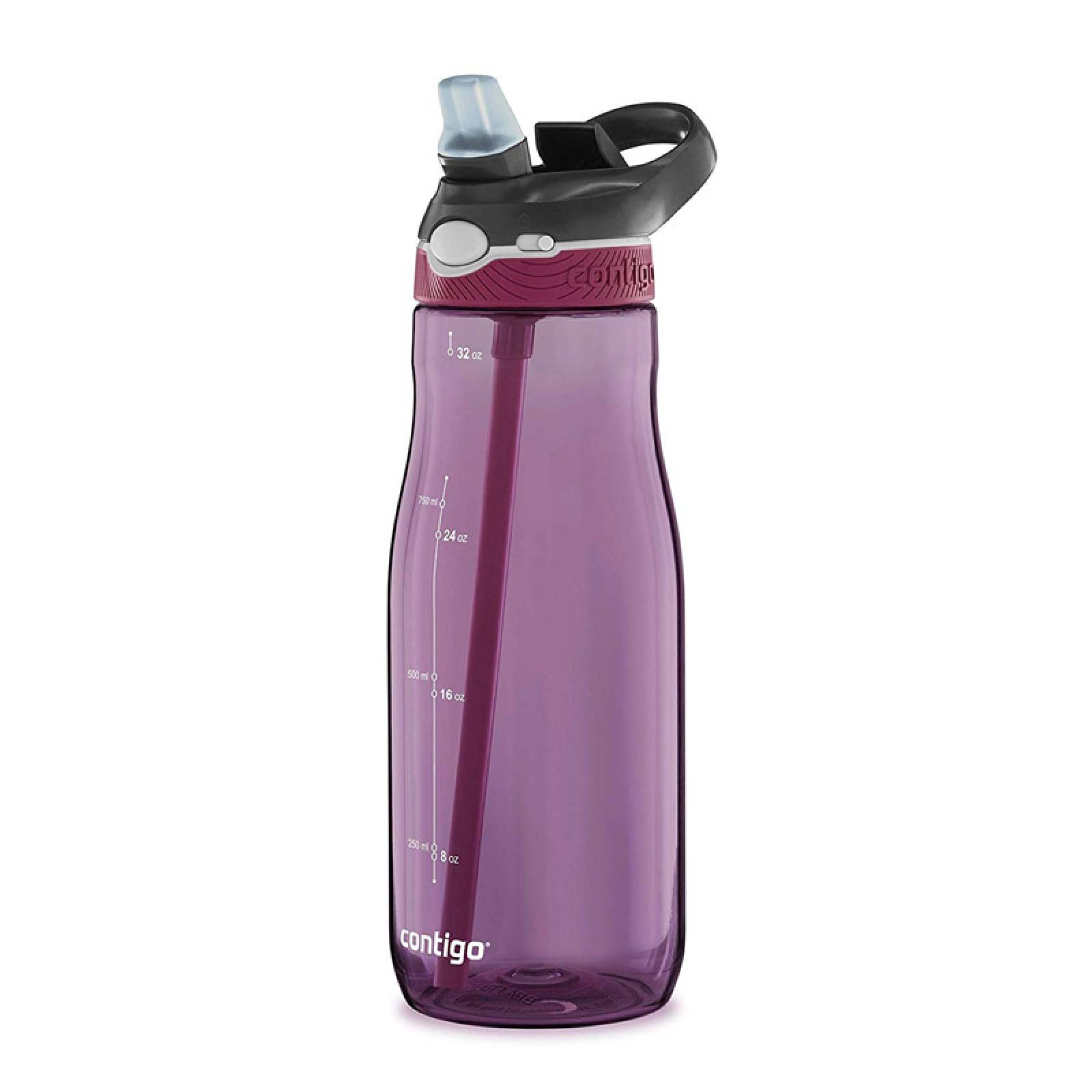 Botella Agua Plastica Asa De Clip Con Boquilla 946ml Contigo Morado 1