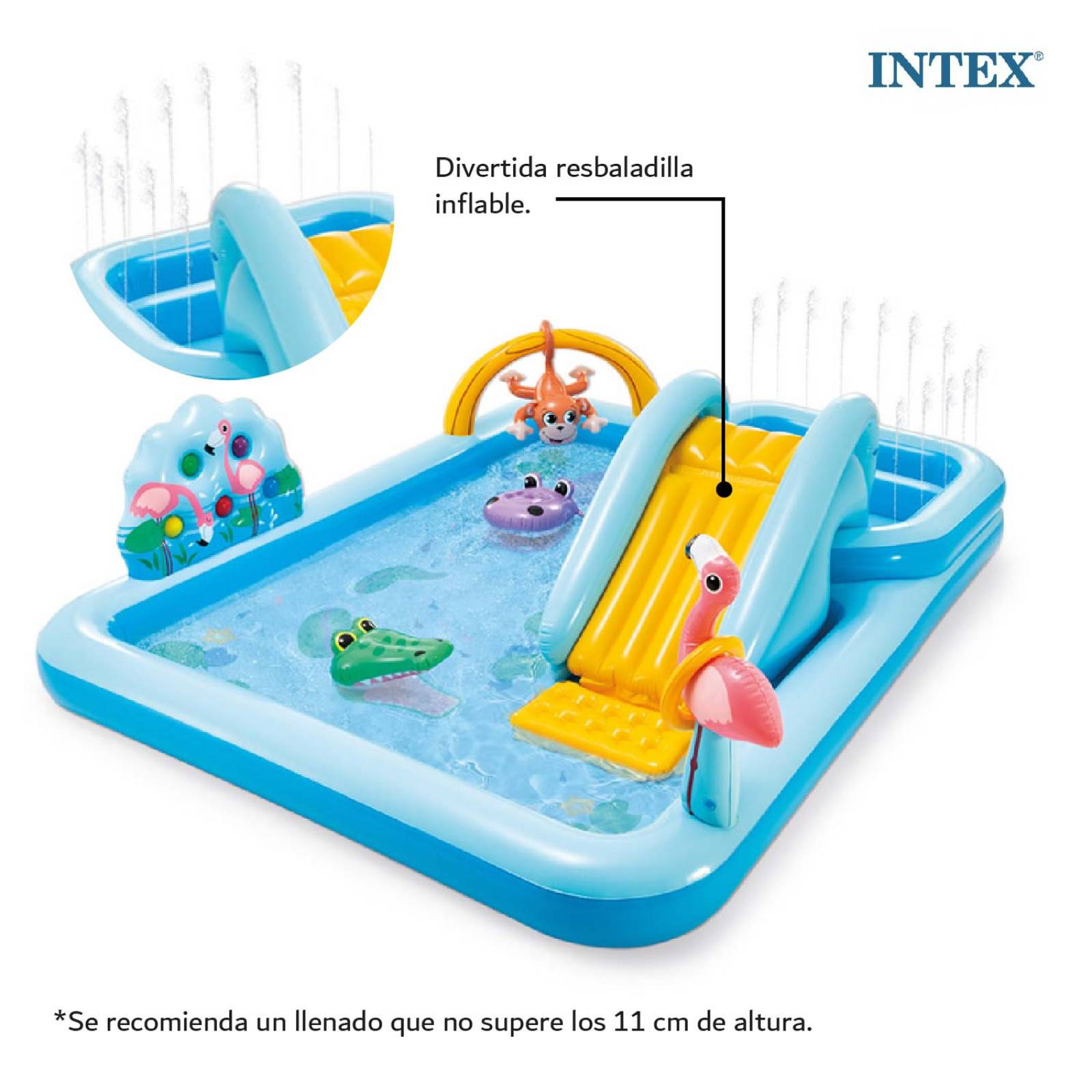 Alberca Inflable Centro De Juegos Jungla Resbaladilla Intex