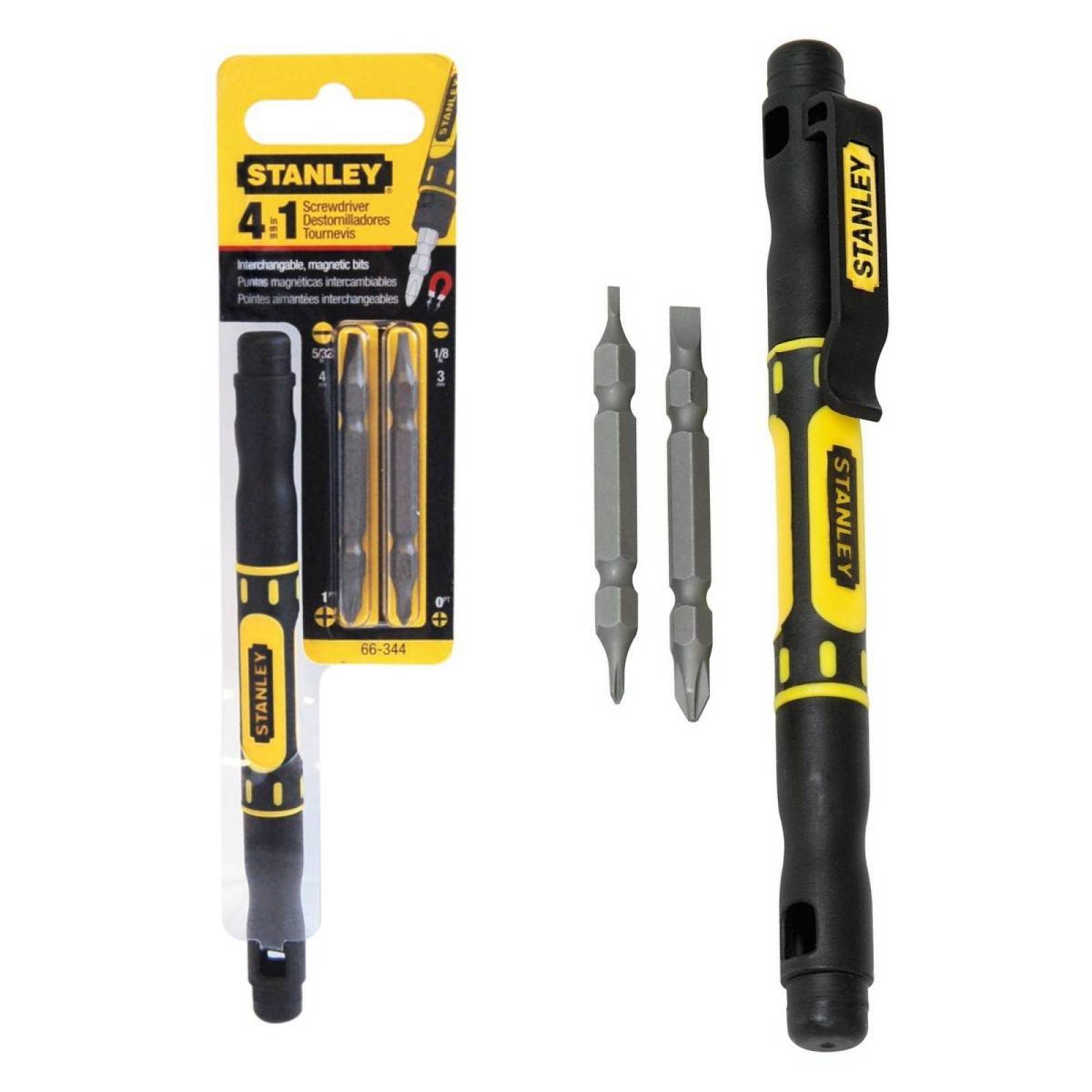 Desarmador Destornillador Bolsillo Pluma Clip 4 en 1 Stanley